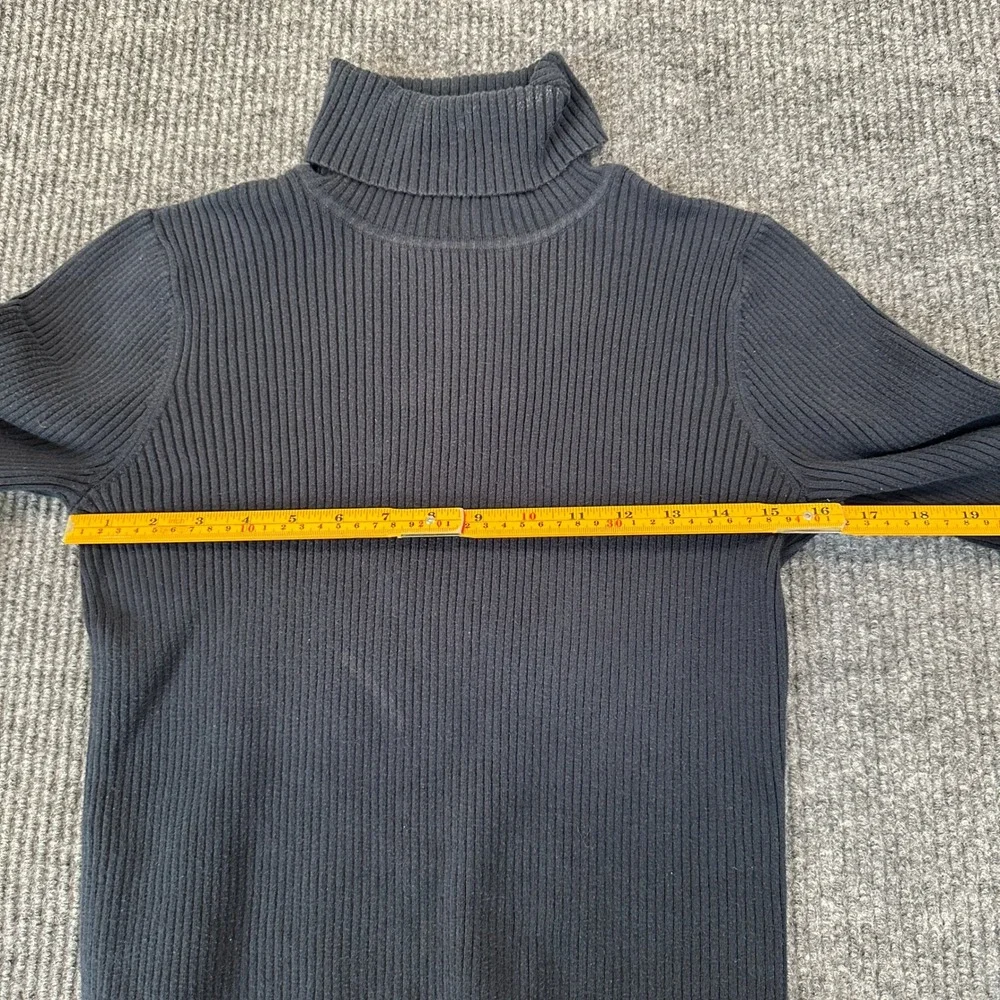 a.n.a Womens Ribbed Turtleneck Sweater Medium Black Long Sleeve Knit